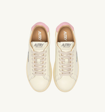 AUTRY Woman DALLAS LOW SNEAKERS IN MARSHMALLOW AND PINK DOLPHIN LEATHER