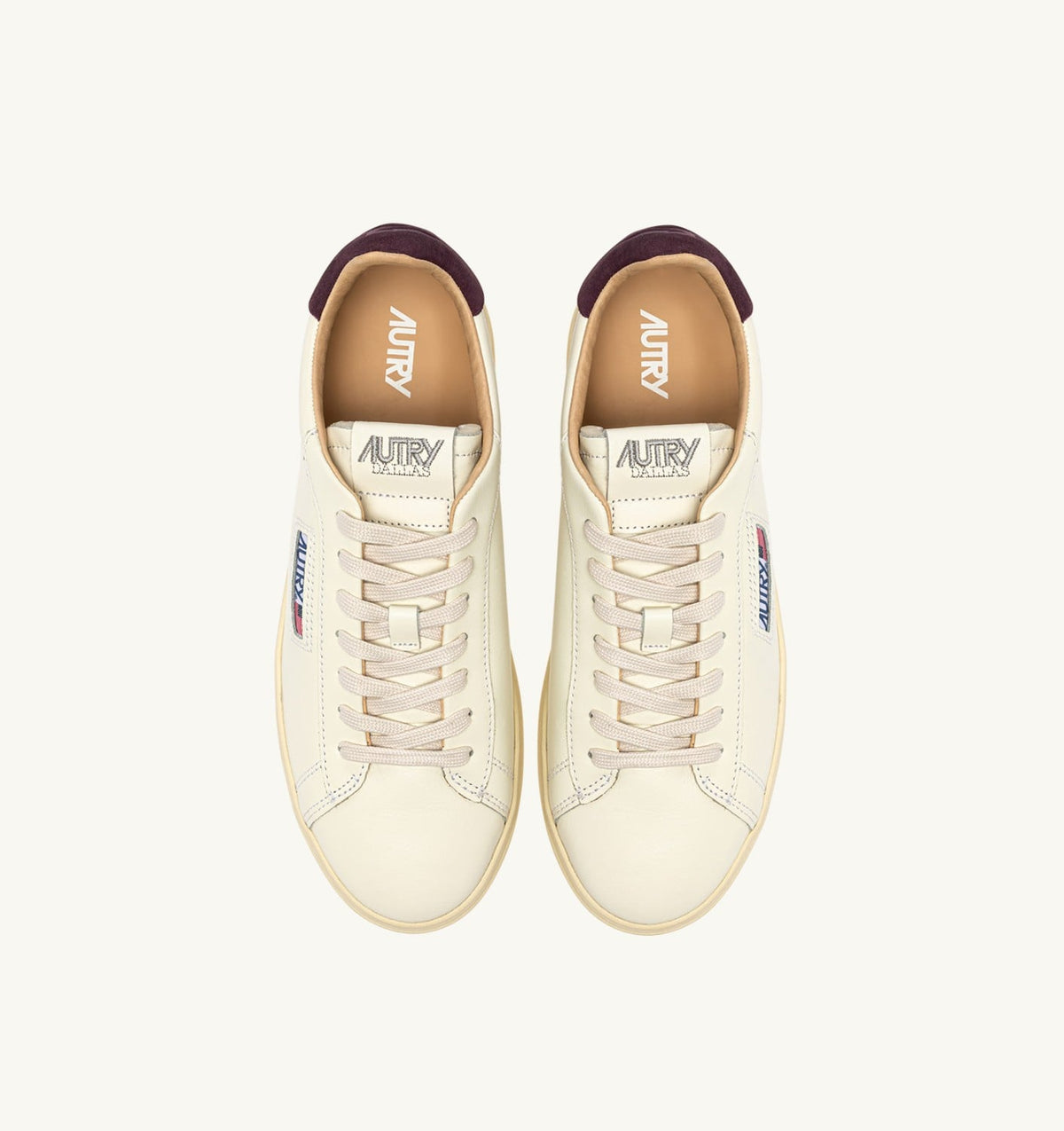 AUTRY Woman DALLAS LOW SNEAKERS IN MARSHMALLOW AND FIG LEATHER