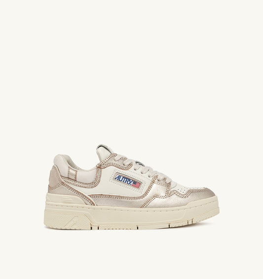 AUTRY Woman CLC LOW SNEAKERS IN PLATINUM LEATHER AND SUEDE