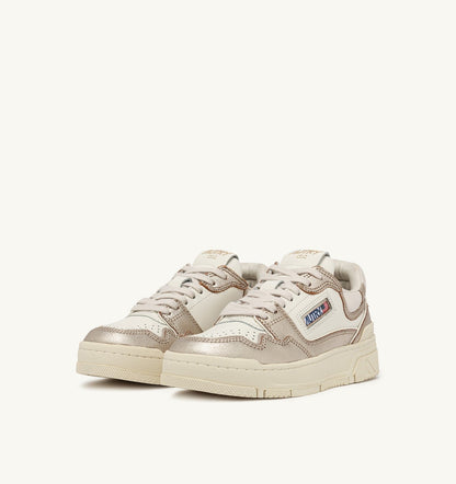 AUTRY Woman CLC LOW SNEAKERS IN PLATINUM LEATHER AND SUEDE
