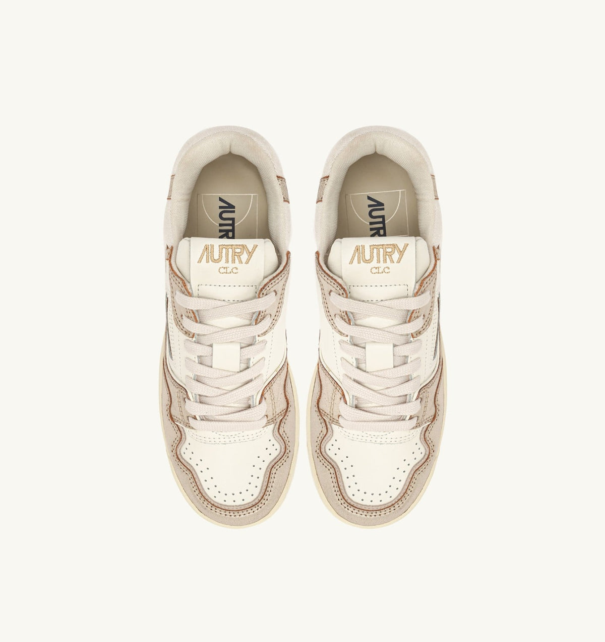 AUTRY Woman CLC LOW SNEAKERS IN PLATINUM LEATHER AND SUEDE
