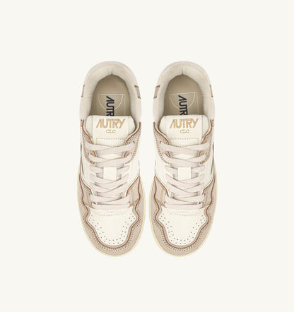 AUTRY Woman CLC LOW SNEAKERS IN PLATINUM LEATHER AND SUEDE