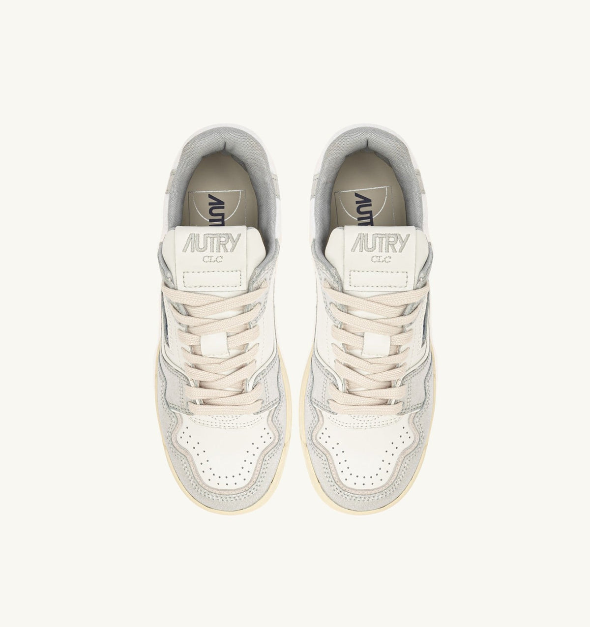 AUTRY Woman CLC LOW SNEAKERS IN SILVER-TONE LEATHER
