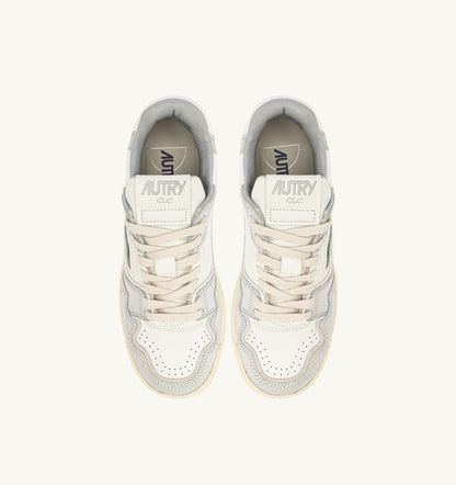 AUTRY Woman CLC LOW SNEAKERS IN SILVER-TONE LEATHER