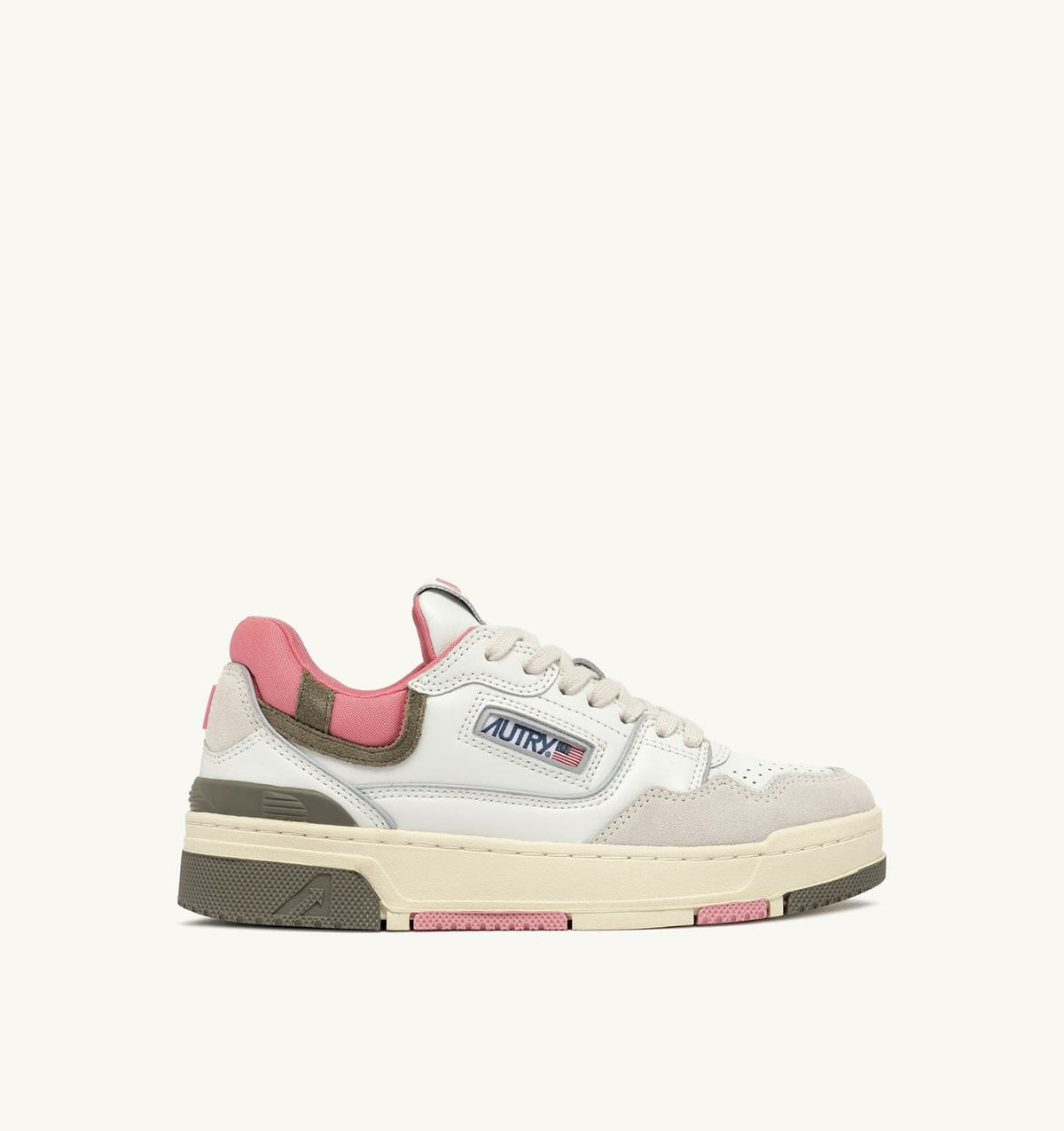 AUTRY Woman CLC LOW SNEAKERS IN WHITE AND GERANIUM LEATHER SUEDE