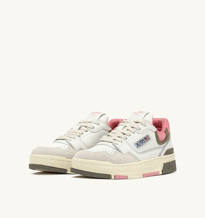 AUTRY Woman CLC LOW SNEAKERS IN WHITE AND GERANIUM LEATHER SUEDE