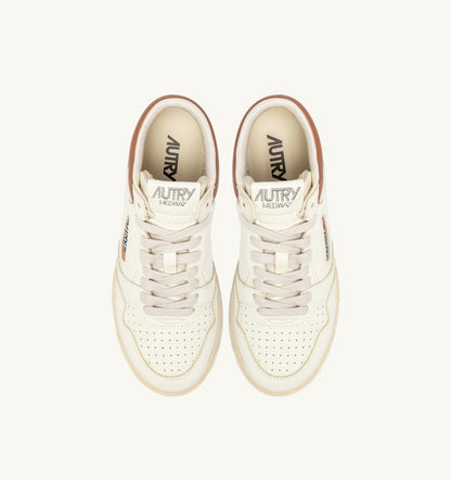 AUTRY Woman MED-WAY SNEAKERS IN LEATHER COLOR MARSHMALLOW AND BROWN SUGAR