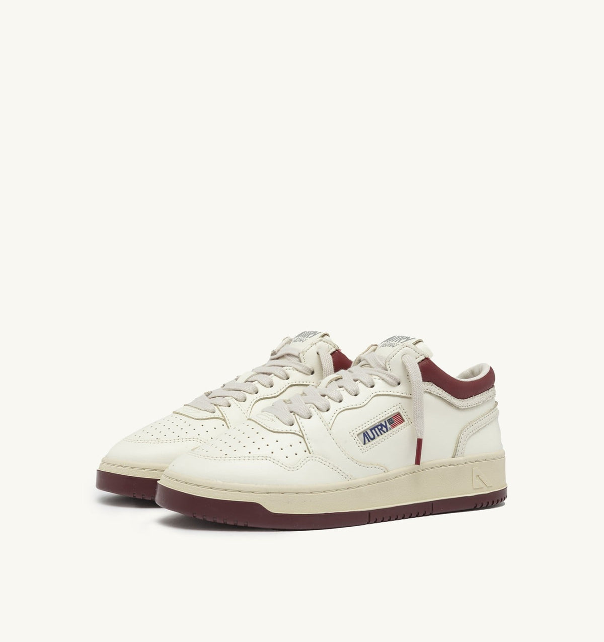 AUTRY Woman MED-WAY SNEAKERS IN LEATHER COLOR MARSHMALLOW AND SYRAH
