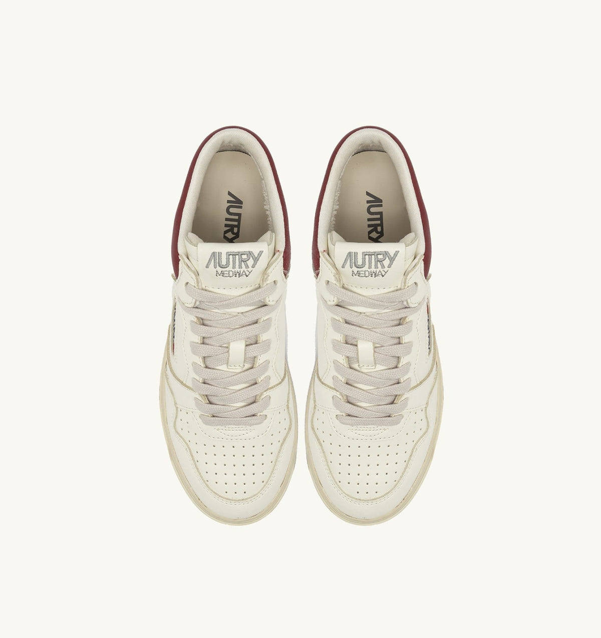 AUTRY Woman MED-WAY SNEAKERS IN LEATHER COLOR MARSHMALLOW AND SYRAH