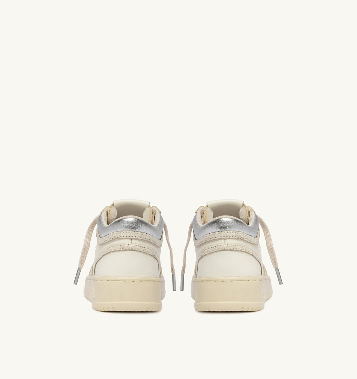 AUTRY Woman MED-WAY SNEAKERS IN LEATHER COLOR MARSHMALLOW AND SILVER