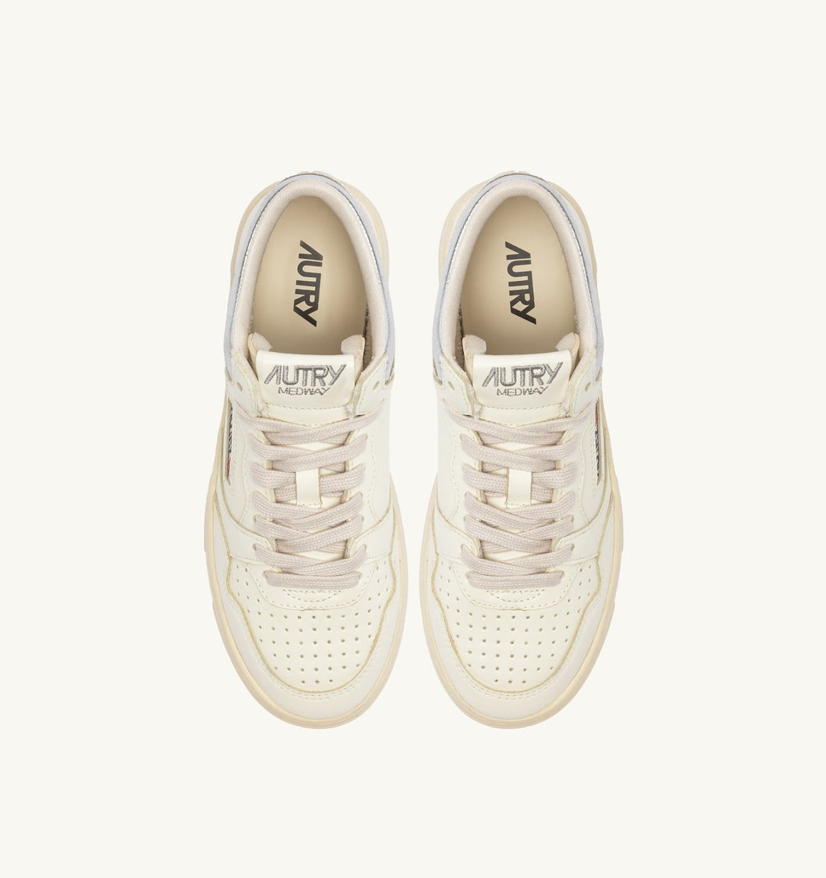 AUTRY Woman MED-WAY SNEAKERS IN LEATHER COLOR MARSHMALLOW AND SILVER