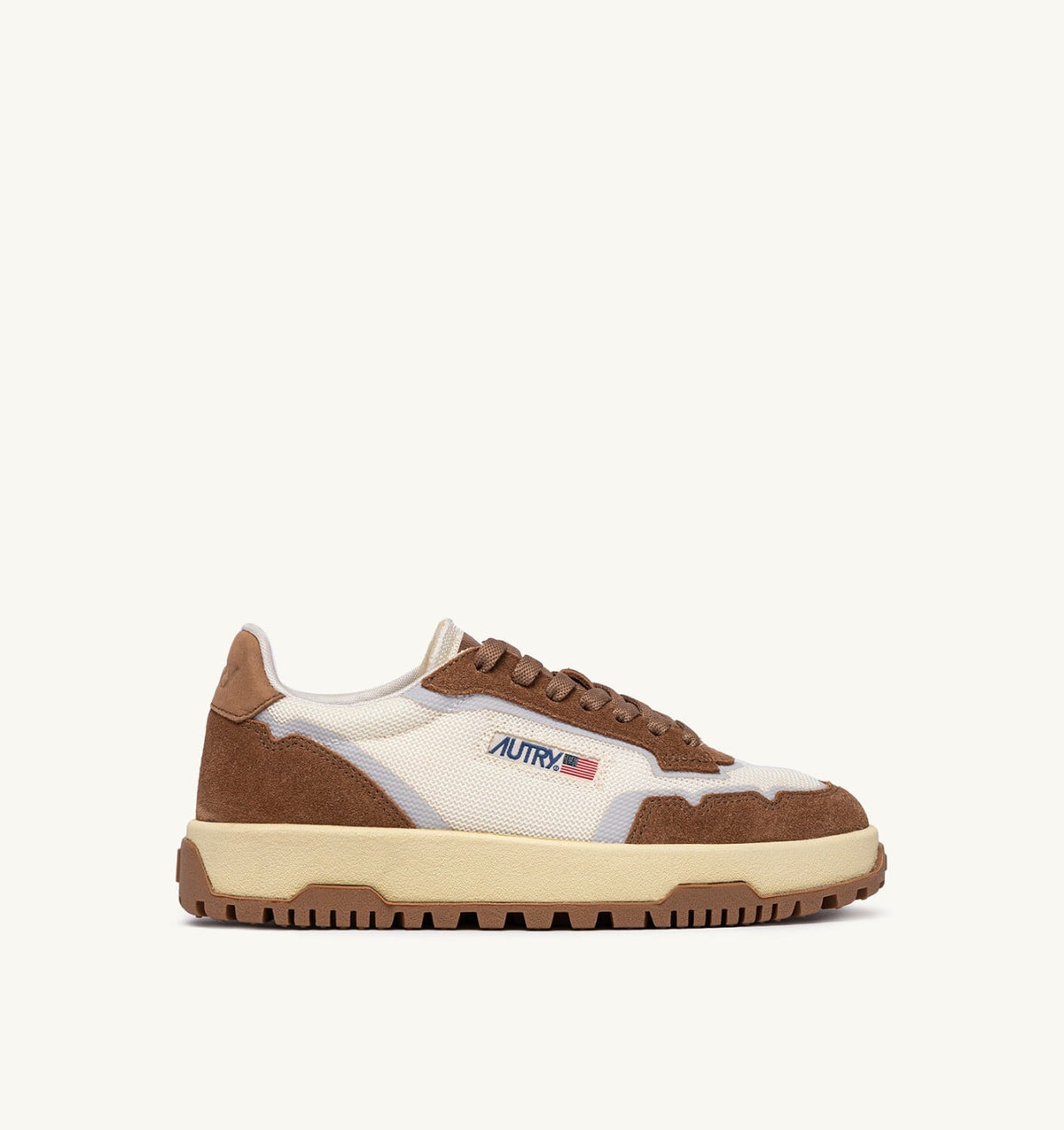 AUTRY Woman WILDPACE LOW SNEAKERS IN MESH AND SUEDE COLOR MARSHMALLOW AND CIGAR
