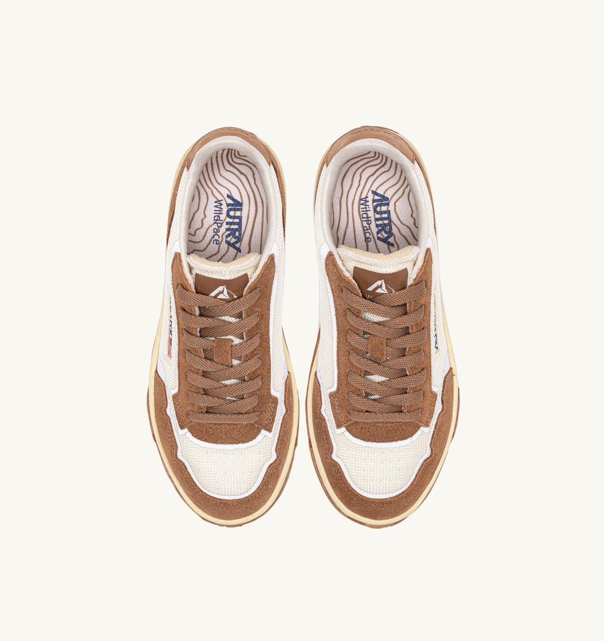 AUTRY Woman WILDPACE LOW SNEAKERS IN MESH AND SUEDE COLOR MARSHMALLOW AND CIGAR