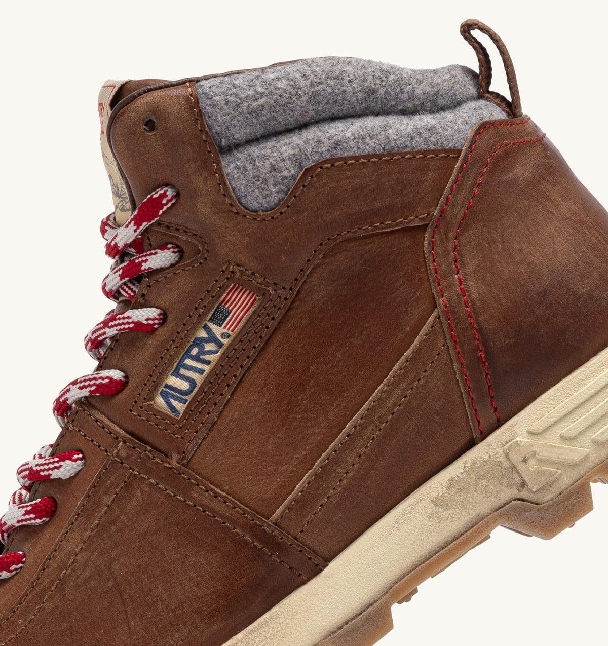 AUTRY Woman MALGA BOOTS IN LEATHER COLOR NATURAL LEATHER AND GRAY