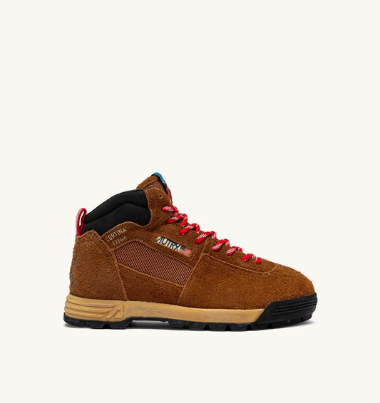 AUTRY Woman MALGA CORTINA IN CHESTNUT AND FLAME SCARLET SUEDE