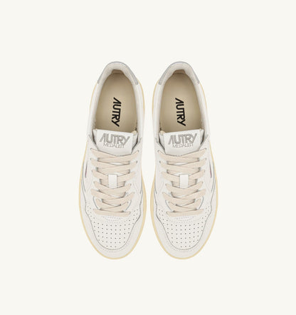 AUTRY Woman MEDALIST PLATFORM SNEAKERS IN WHITE AND METALIZED SILVER LEATHER