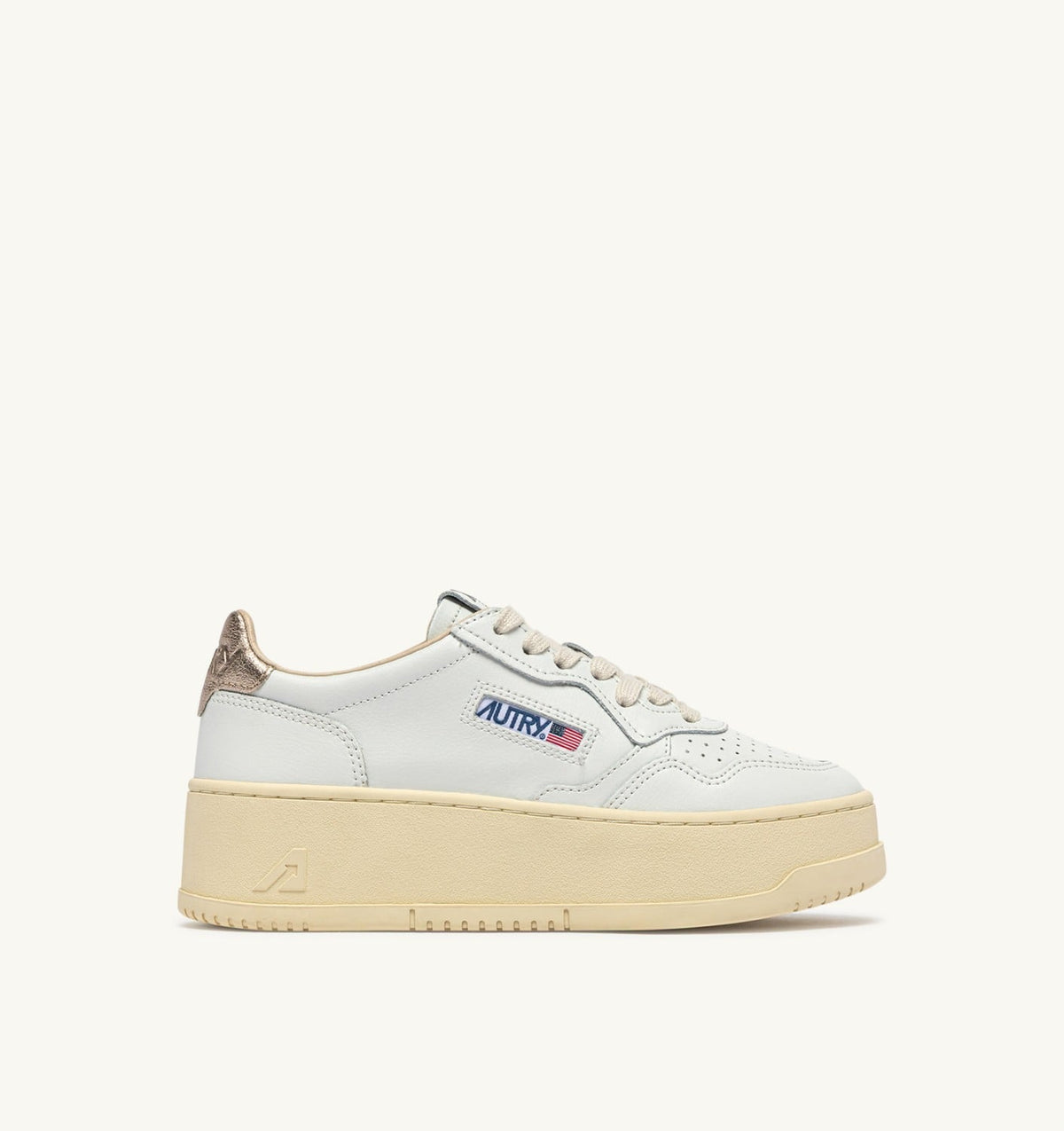 AUTRY Woman MEDALIST PLATFORM SNEAKERS IN FEATHER GRAY AND WHITE SUEDE AND LEATHER