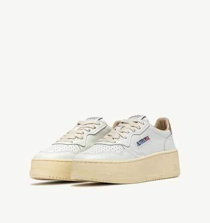 AUTRY Woman MEDALIST PLATFORM SNEAKERS IN FEATHER GRAY AND WHITE SUEDE AND LEATHER