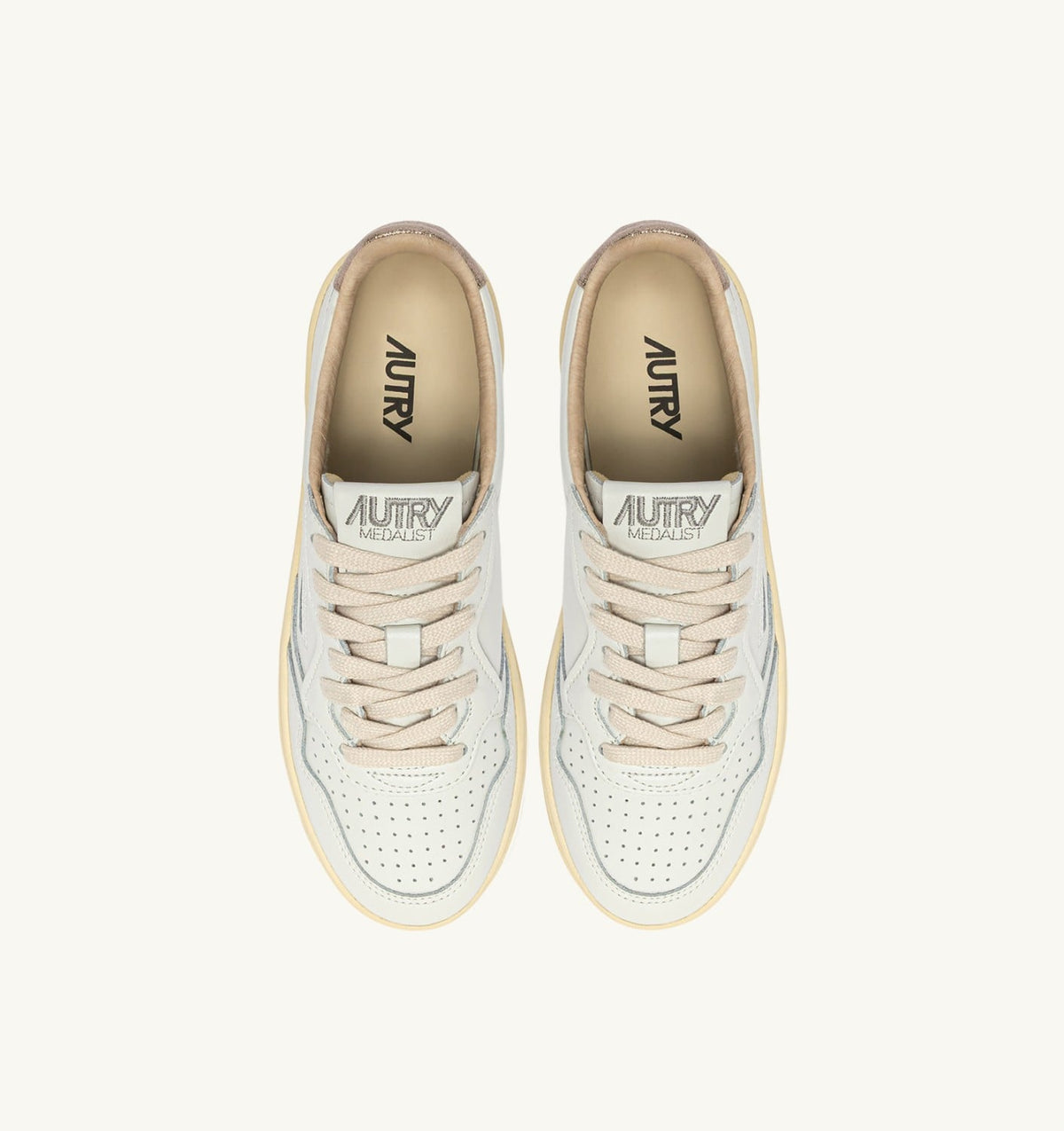AUTRY Woman MEDALIST PLATFORM SNEAKERS IN FEATHER GRAY AND WHITE SUEDE AND LEATHER