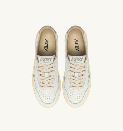 AUTRY Woman MEDALIST PLATFORM SNEAKERS IN FEATHER GRAY AND WHITE SUEDE AND LEATHER