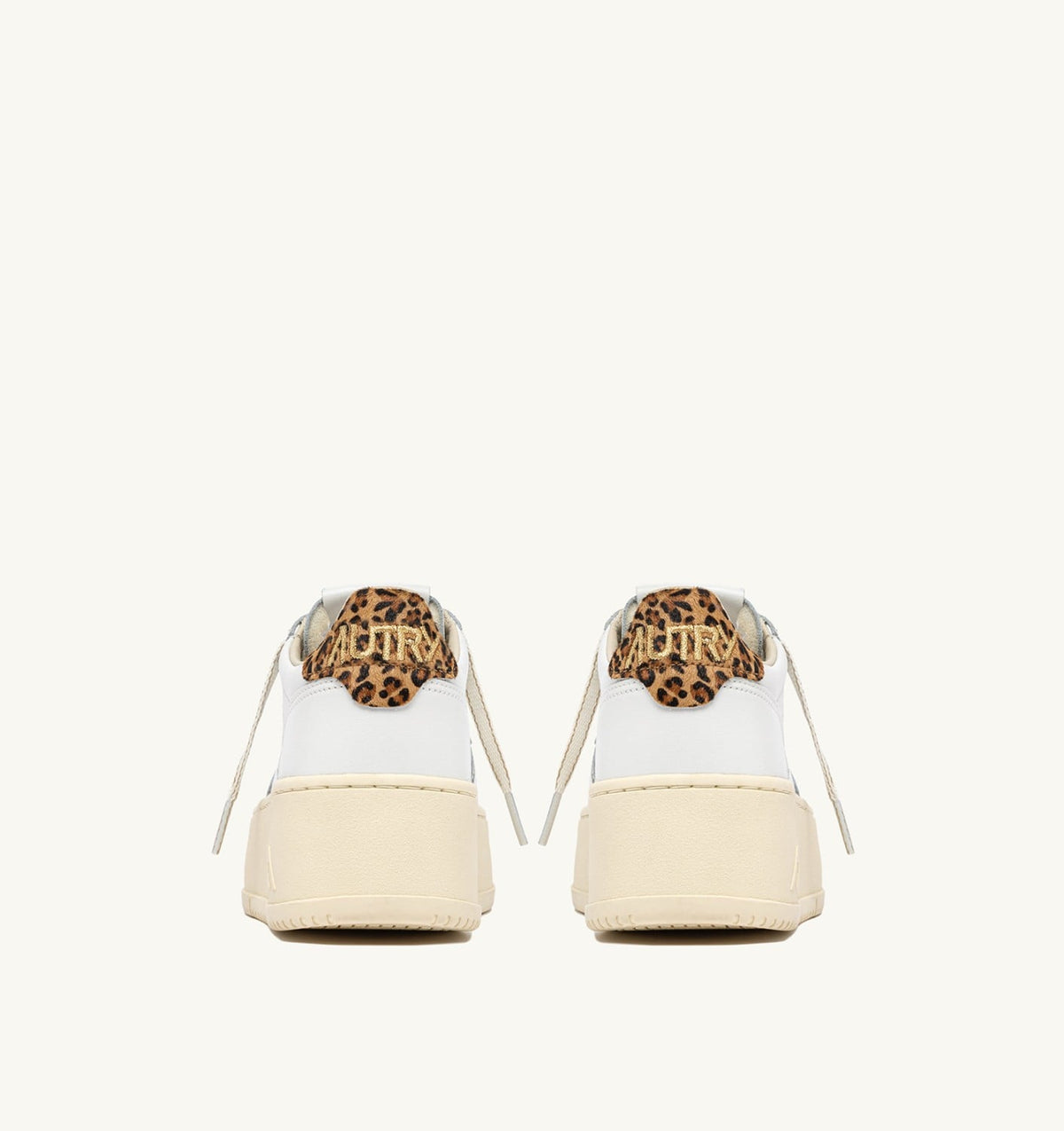 AUTRY Woman MEDALIST PLATFORM SNEAKERS IN LEATHER COLOR WHITE AND LEOPARD