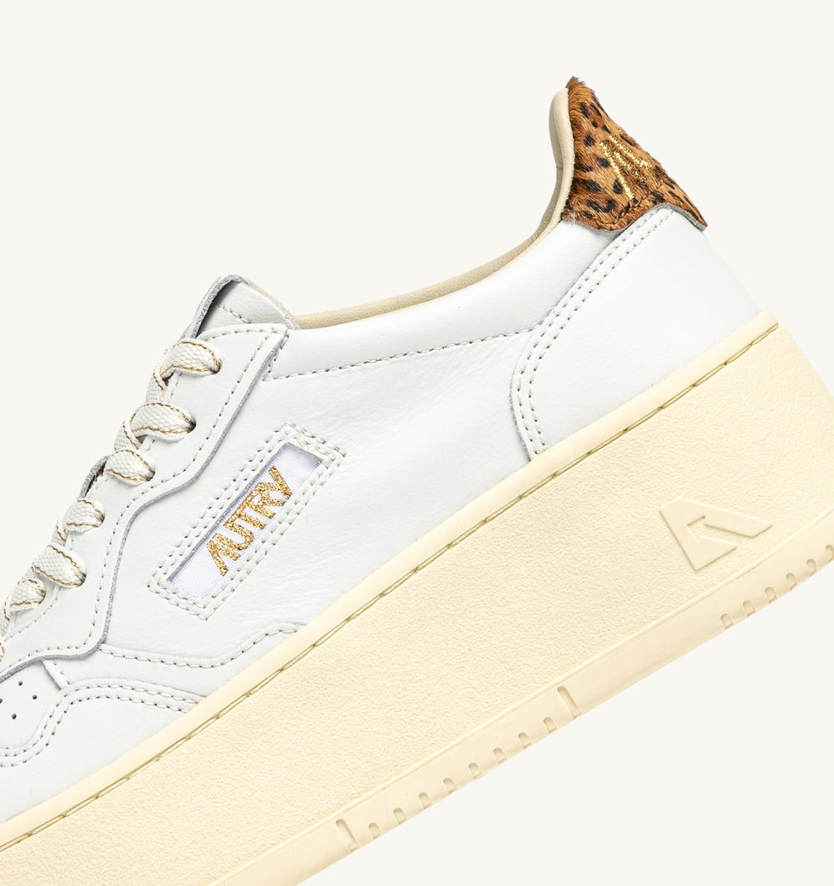 AUTRY Woman MEDALIST PLATFORM SNEAKERS IN LEATHER COLOR WHITE AND LEOPARD