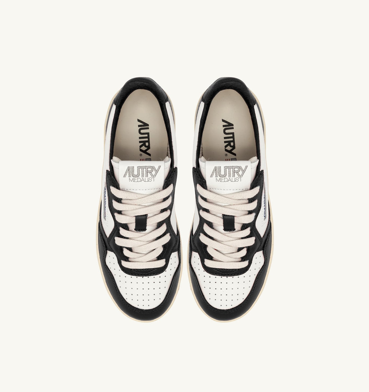 AUTRY Woman MEDALIST PLATFORM SNEAKERS IN WHITE AND BLACK LEATHER