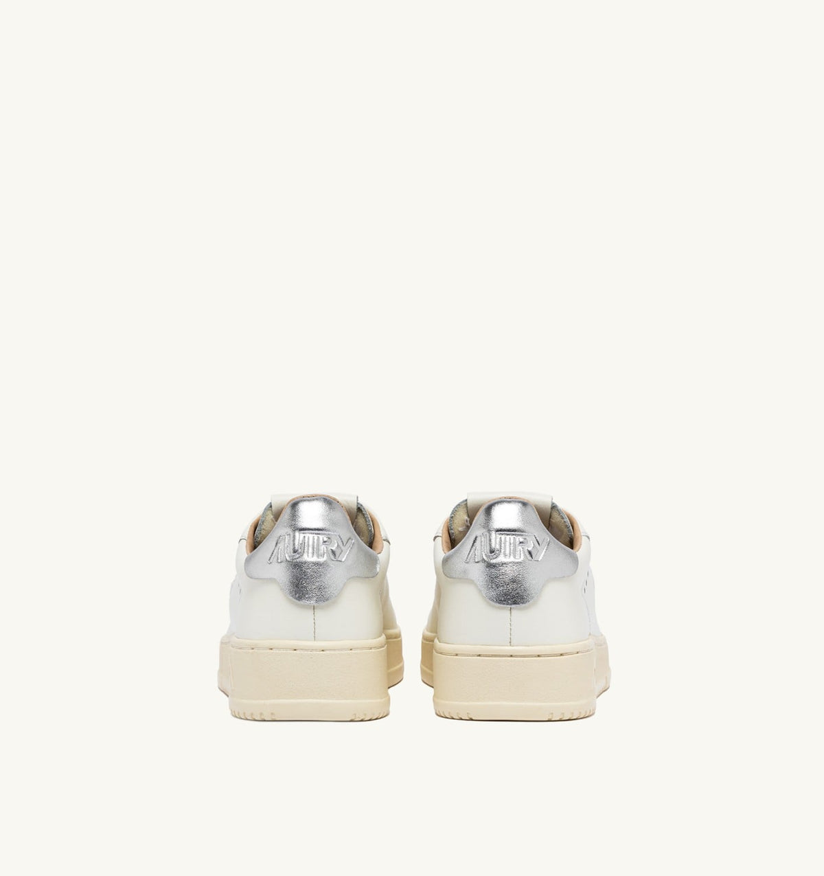 AUTRY Woman DALLAS LOW SNEAKERS IN WHITE AND SILVER LEATHER